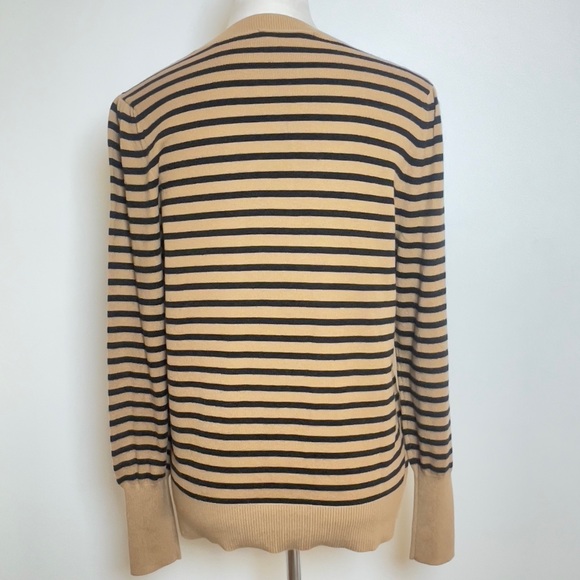 LOFT Tan and Black Classic Striped Sweater Women’s Medium - Picture 3 of 11
